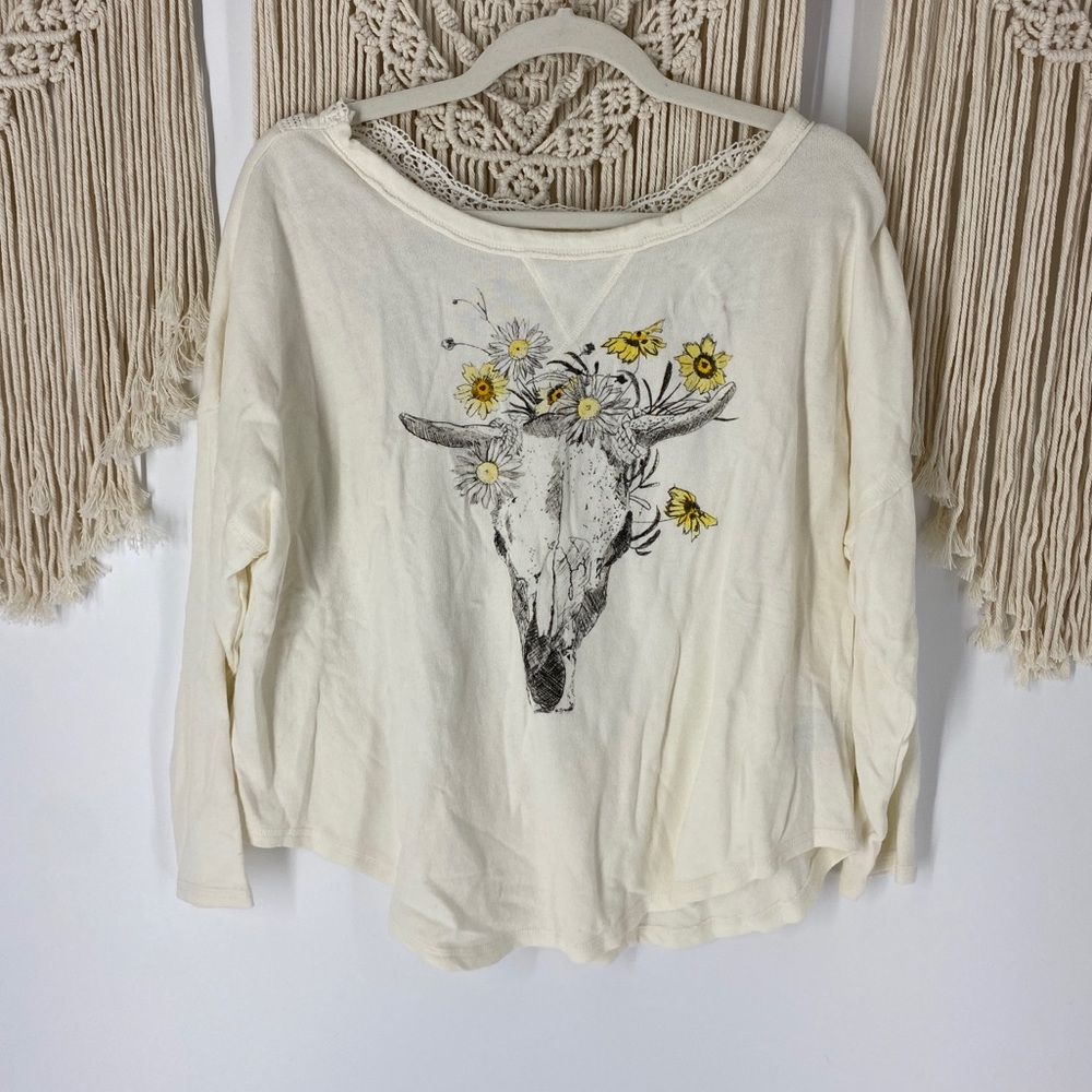 Denim & Supply Ralph Lauren Cow Skull Lace Top